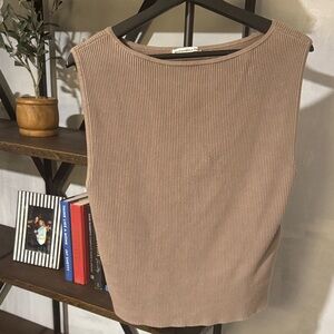 Abercrombie & Fitch Beige Ribbed Tank Top